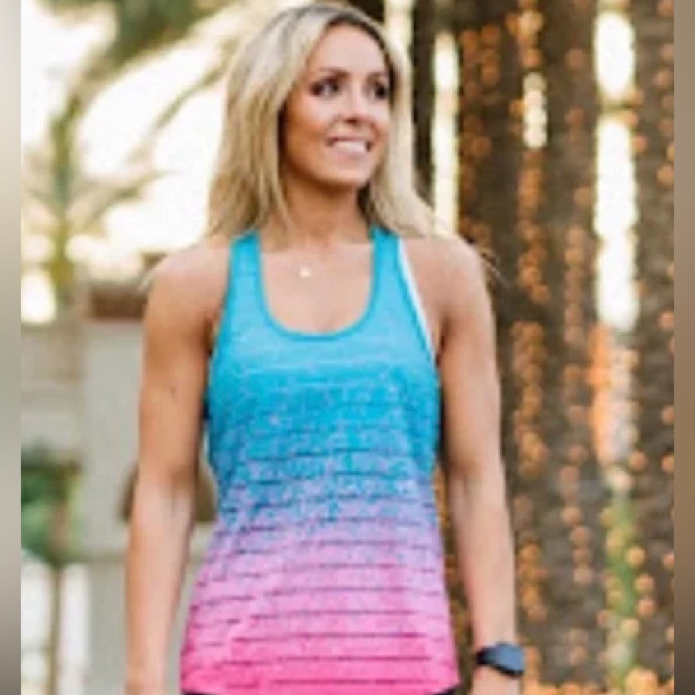 Zyia Active Pink Embers Ombre Havana Tank Top Size Small